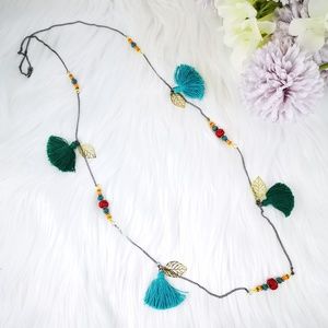 💍Vintage Leaf Necklace Chain Beads/Tassel Pendant